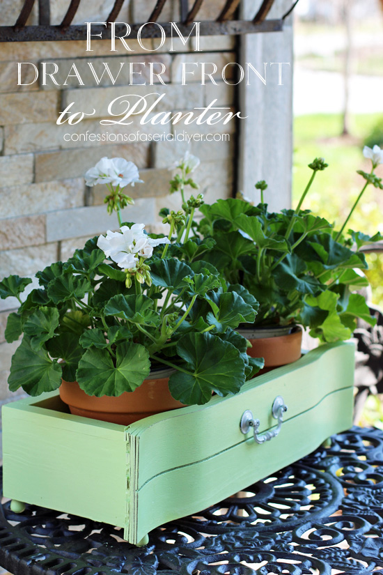 Here's how you can easily turn an old drawer front into a fun planter from Confessions of a Serial Do-it-Yourselfer