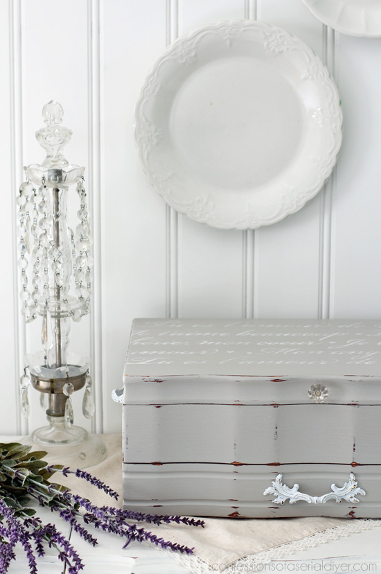 Upcycle an old flatware box into a romantic jewelry box. The size is perfect! Confessions of a Serial Do-it-Yourselfer
