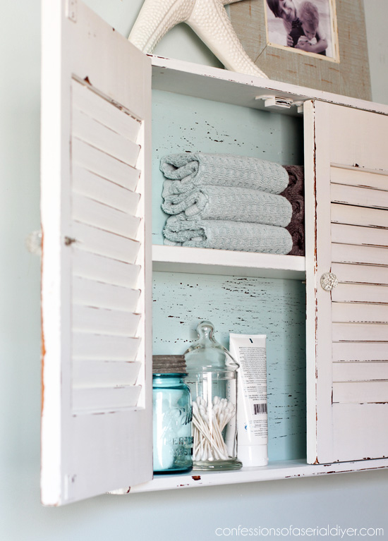 Thrift Store Shutter Cabinet gets a makeover from Confessions of a Serial Do-it-Yourselfer
