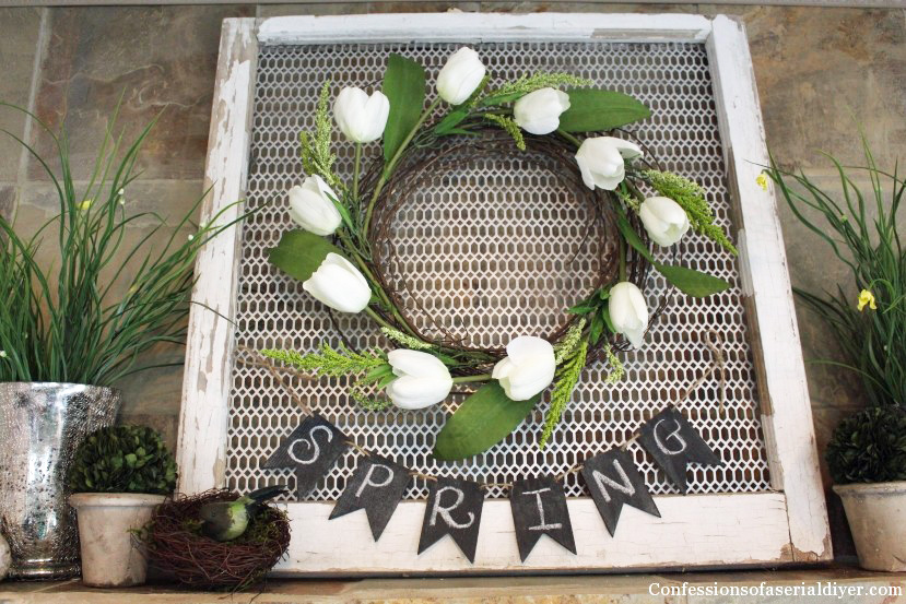 Super simple-to-make tulip wreath from Confessions of a Serial Do-it-Yourselfer