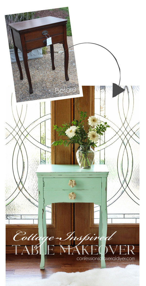 Sewing Table painted in Americana Decor Chalky FInish Paint in "Refreshing" from Confessions of a Serial Do-it-Yourselfer