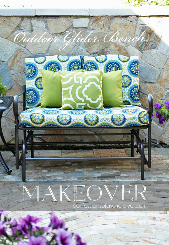 Outdoor Glider Bench Makeover Confessions Of A Serial Do It Yourselfer - Patio Glider Bench With Cushions