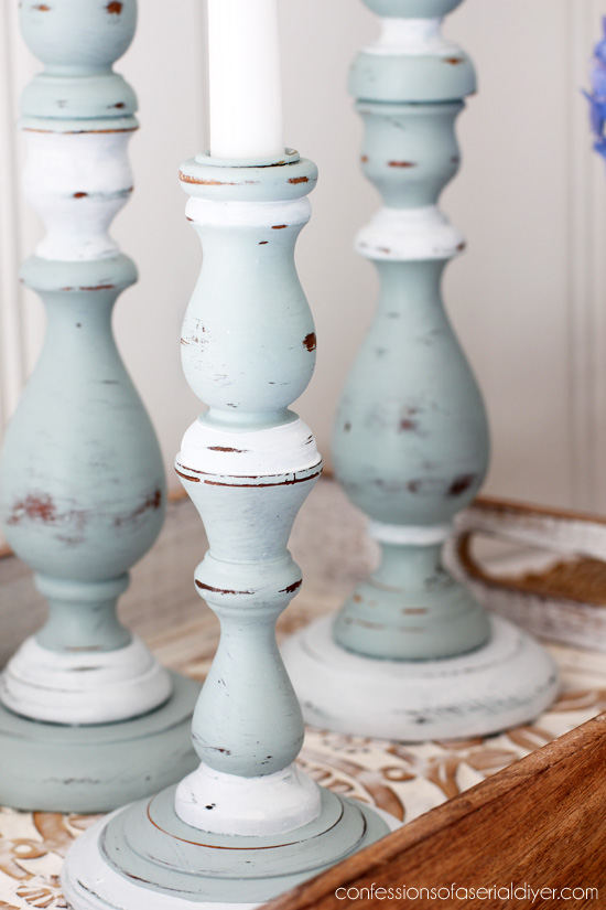 Coastal-inspired candlesticks from Confessions of a Serial Do-it-Yourselfer