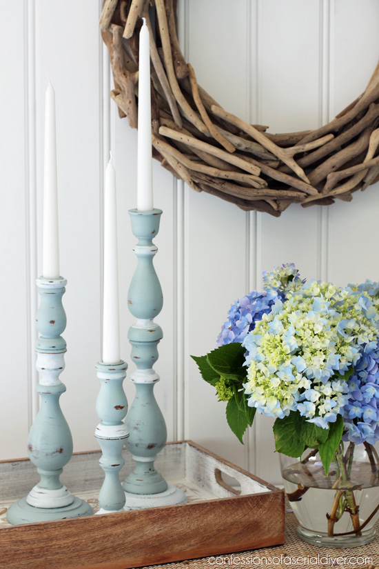 Coastal-inspired candlesticks from Confessions of a Serial Do-it-Yourselfer