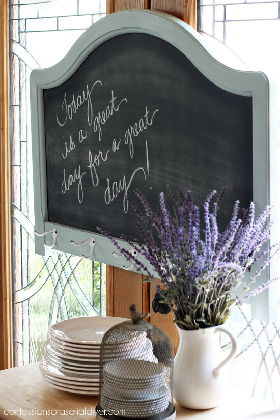 Turn an old headboard into a chalkboard. Confessions of a Serial Do-it-Yourselfer