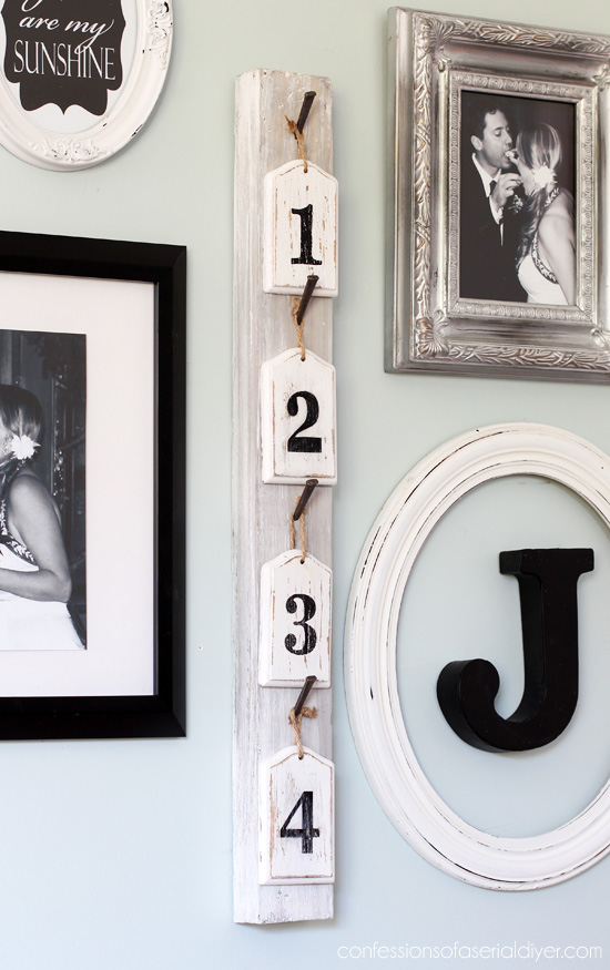 Take a Number... fun wall decor created from old picket fence parts from Confessions of a Serial Do-it-Yourselfer