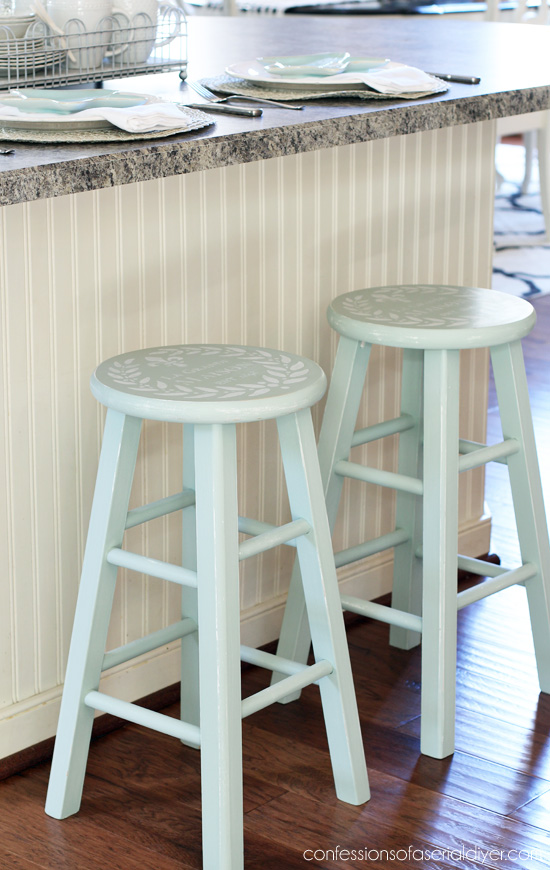 Painted Bar Stools Confessions Of A, Repurpose Wooden Bar Stools