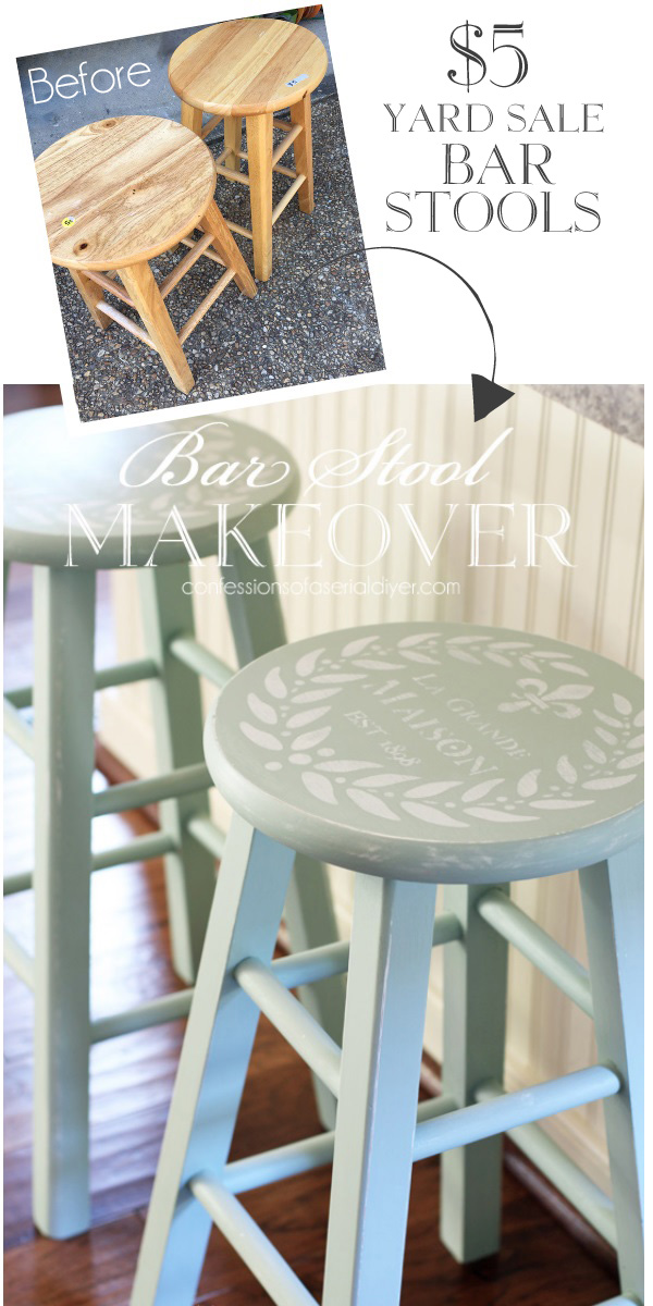 Yard Sale Bar Stools Painted in Inglenook by Fusion Mineral Paint confessionsofaserialdiyer.com