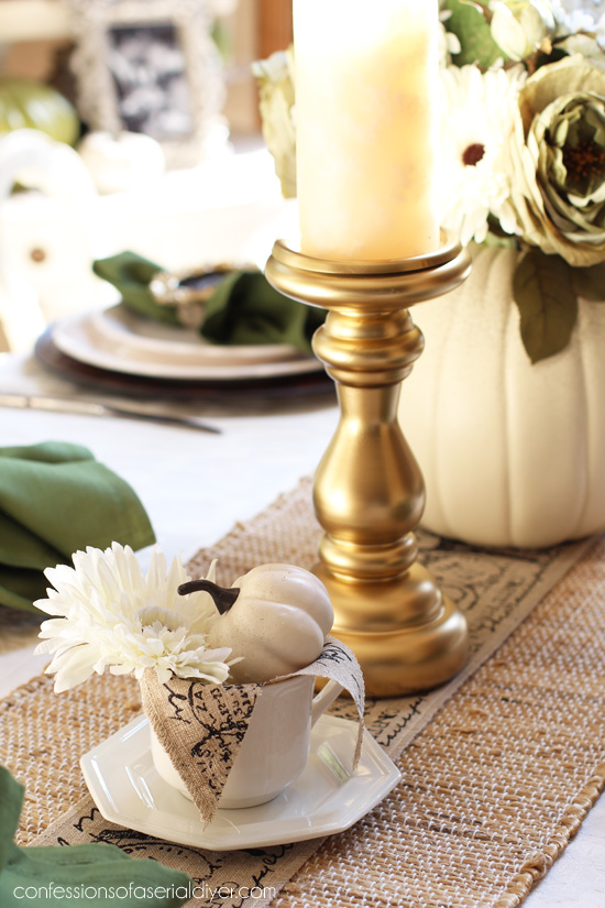 Neutral Fall Tablescape from confessionsofaserialdiyer.com