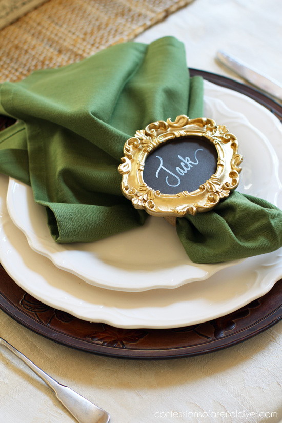 DIY napkin holder/place cards from confessionsofaserialdiyer.com