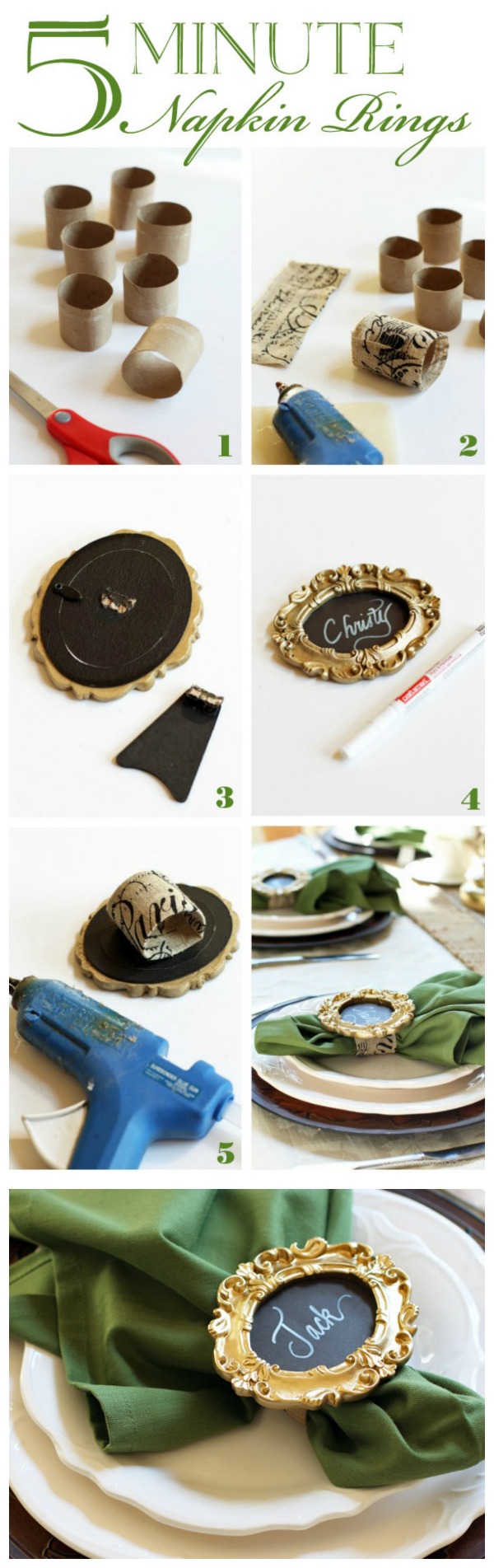 Five-minute Napkin RIngs using Mini Photo Frames from confessionsofaserialdiyer.com