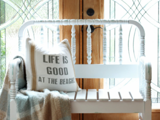 Vintage Spindle Headboard Bench from confessionsofaserialdiyer.com