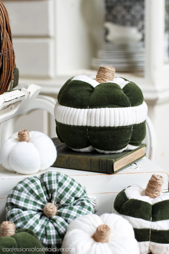 Striped sweater pumpkins from confessionsofaserialdiyer.com