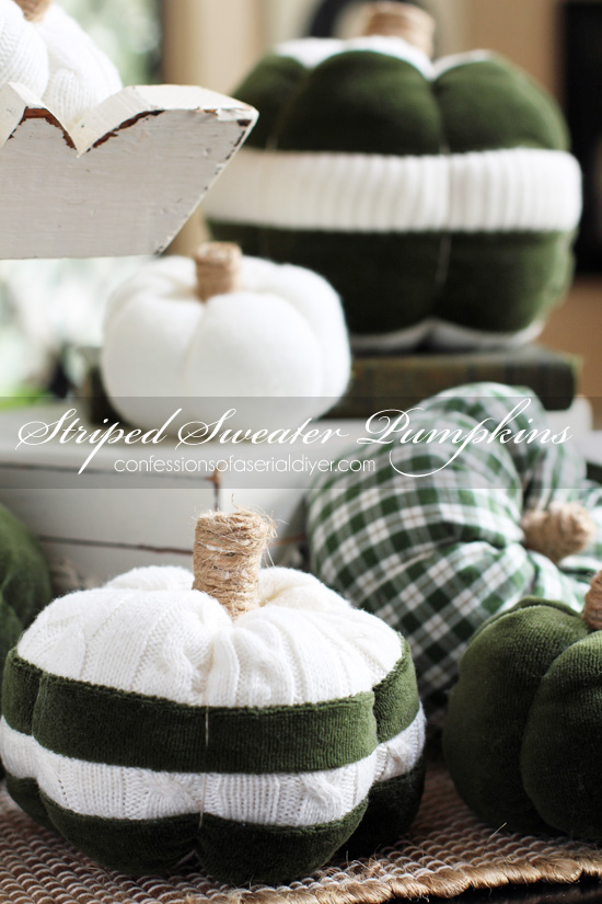 Striped sweater pumpkins from confessionsofaserialdiyer.com