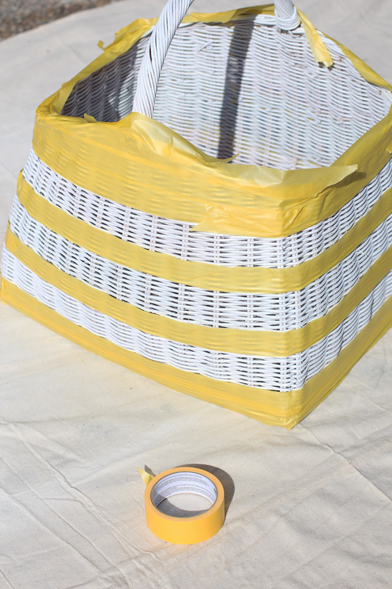 FrogTape for delicate surfaces is perfect for taping off stripes on any surface, including baskets!