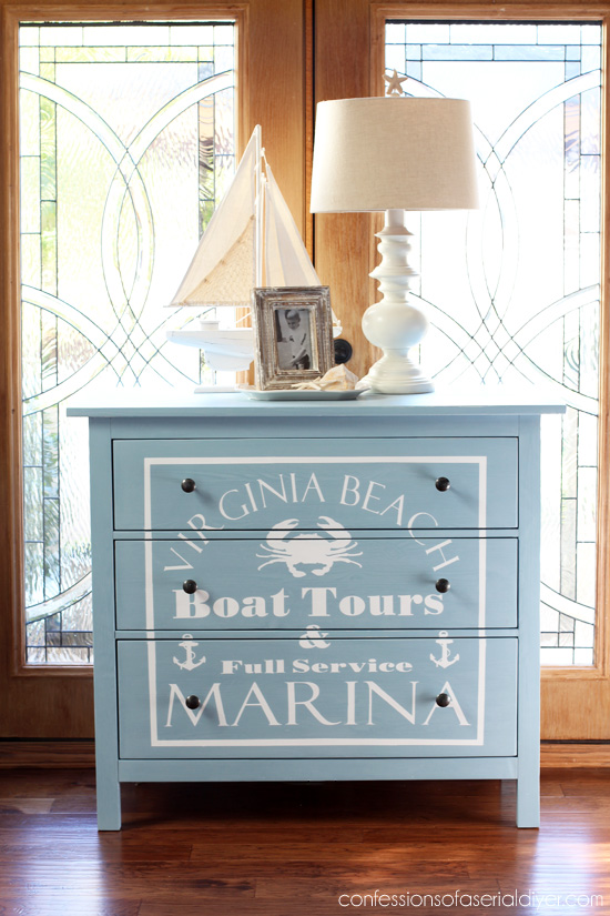 Nautical painted dresser, perfect for a boy's room from confessionsofaserialdiyer.com