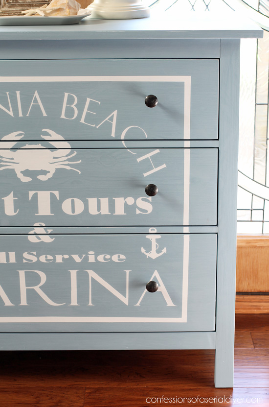 Nautical painted dresser, perfect for a boy's room from confessionsofaserialdiyer.com