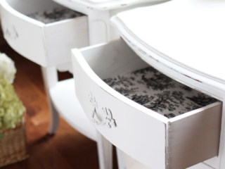 Vintage Night Tables painted in Fluff by Dixie Belle Paint