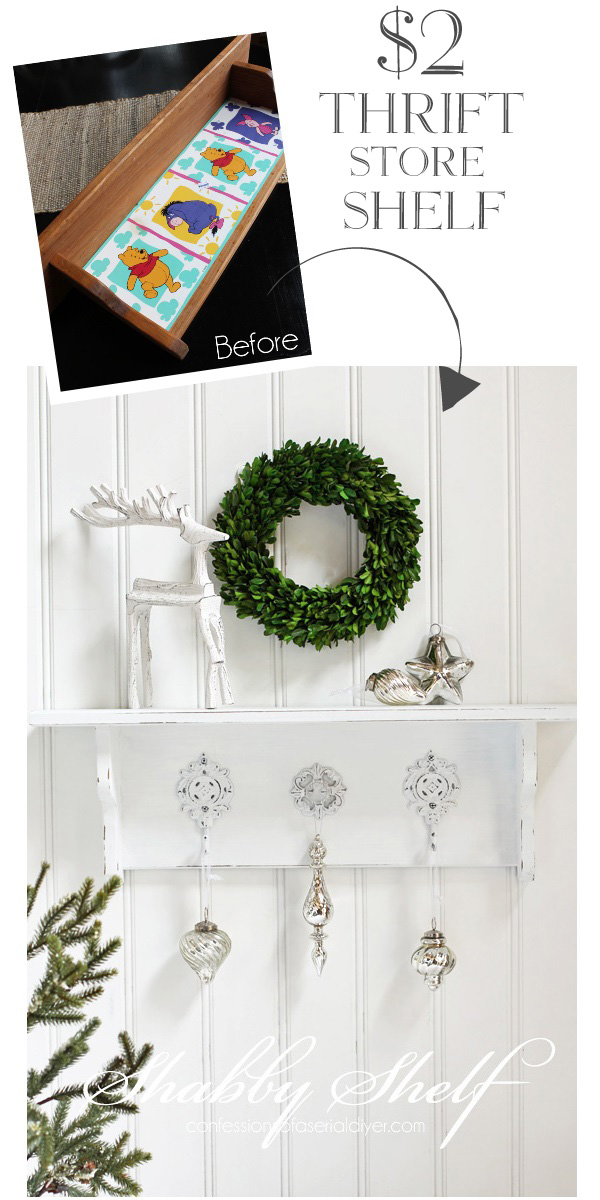 Thrift store shelf gets a simple white makeover from confessionsofaserialdiyer.com