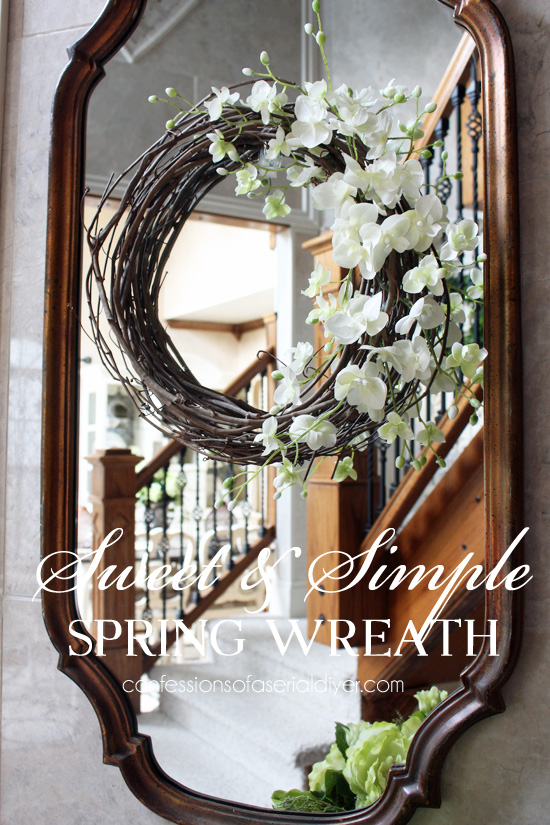 Super simple spring wreath from Confessionsofaserialdiyer.com
