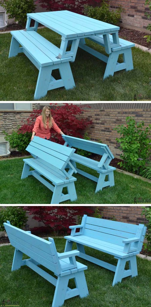 Convertible Picnic Table and Bench from Her Tool Belt