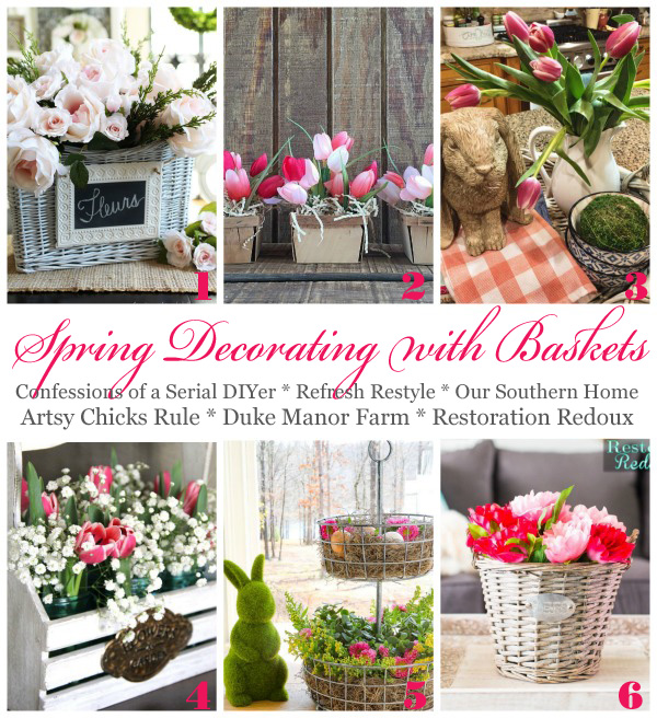Decorating for Spring using Baskets!
