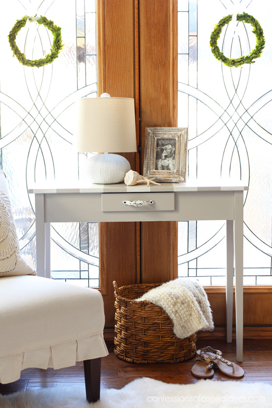 Striped Console Table from Confessions of a Serial DIYer