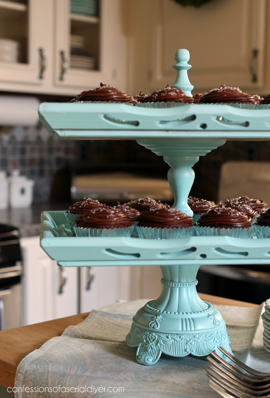 DIY Cupcake Stand from confessionsofaserialdiyer.com