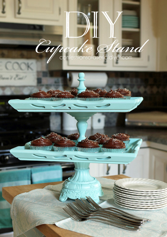 DIY Cupcake Stand from confessionsofaserialdiyer.com