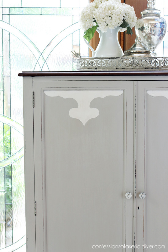 Armoire painted in Annie Sloan French Linen and Pure White