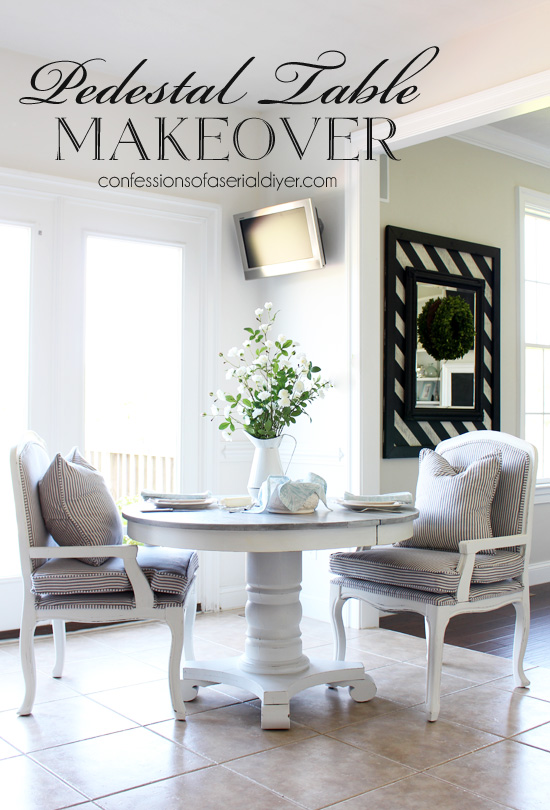 Pedestal Kitchen Table Makeover, Whitewashed Round Dining Table