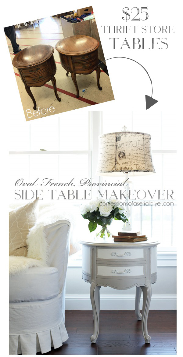 Oval French Provincial Side Table Makeover from confessionsofaserialDIYer.com