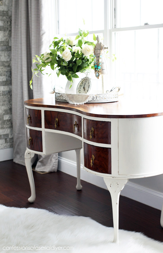 Antique Dressing table makeover from confessionsofaserialdiyer.com