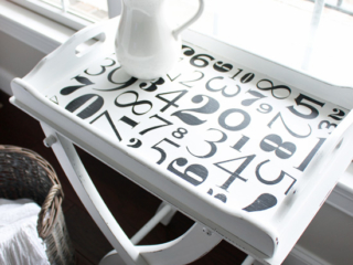Tray Table Makeover with silhouette stencil