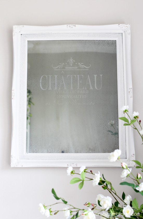 Faux Etched Mirror from confessionsofaserialdiyer.com