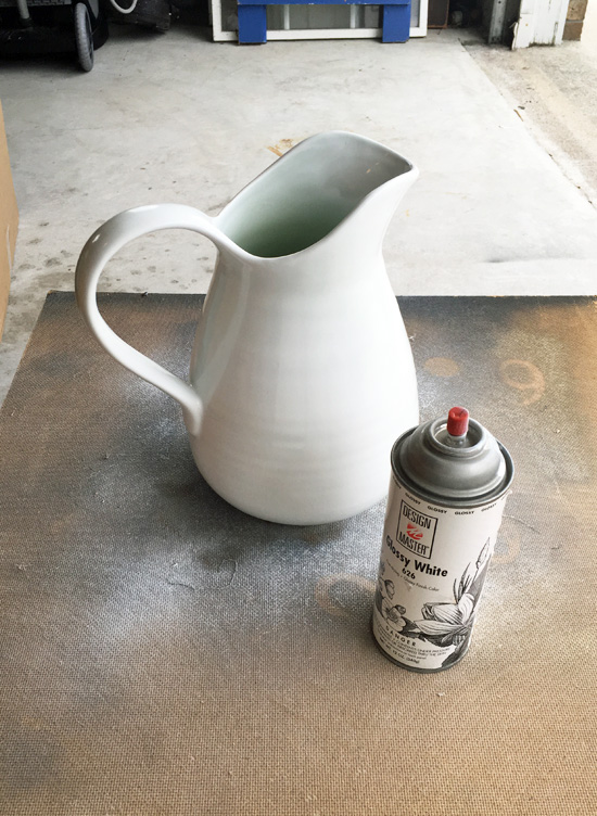 Spray paint ceramic for an ironstone look.