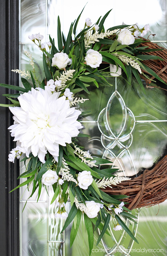 White Floral Summer Wreath from confessionsofaserialdiyer.com