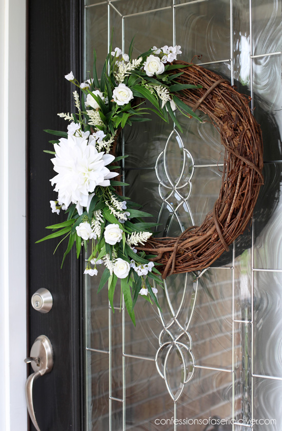 White Floral Summer Wreath from confessionsofaserialdiyer.com