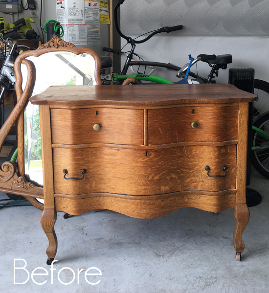 Antique Serpentine Dresser Makeover, Tiger Oak Serpentine Dresser