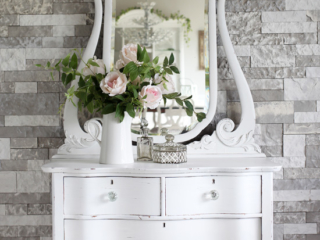 White Antique Serpentine Dresser Makeover