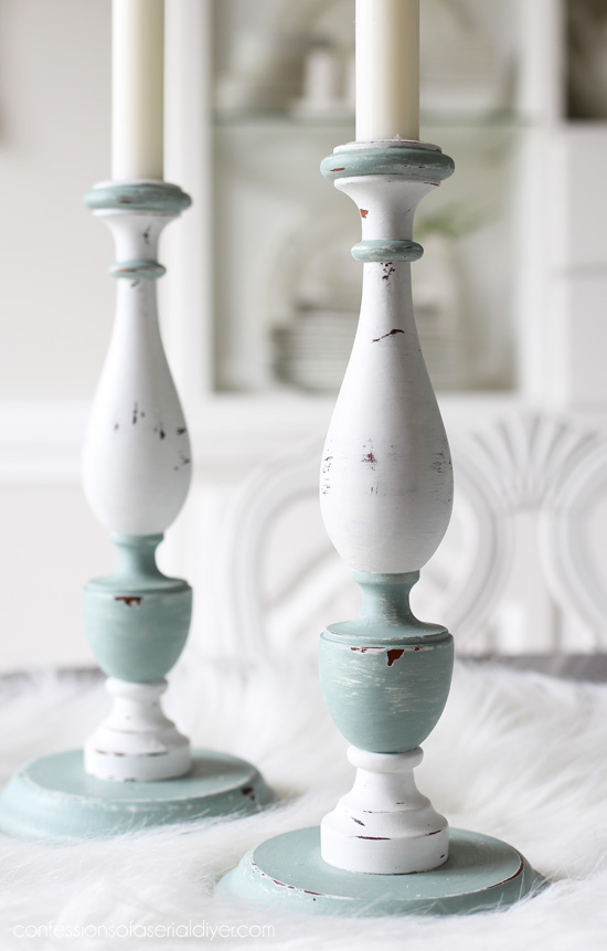 Dated candlesticks get refreshed with chalkpaint from confessionsofaserialdiyer.com