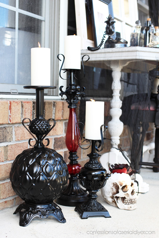 Halloween candlesticks made from lamps