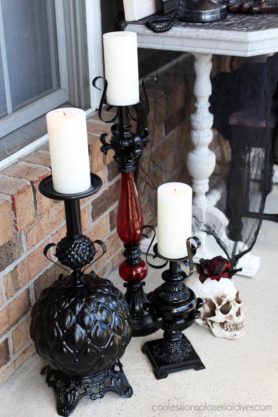 Halloween candlesticks made from lamps