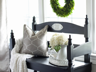 Black painted headboard bench