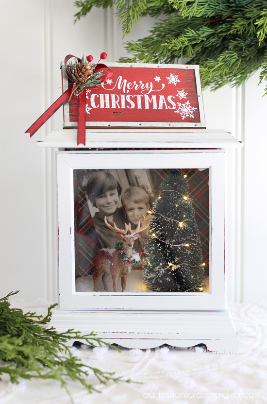 Holiday shadow box made from an old clock.