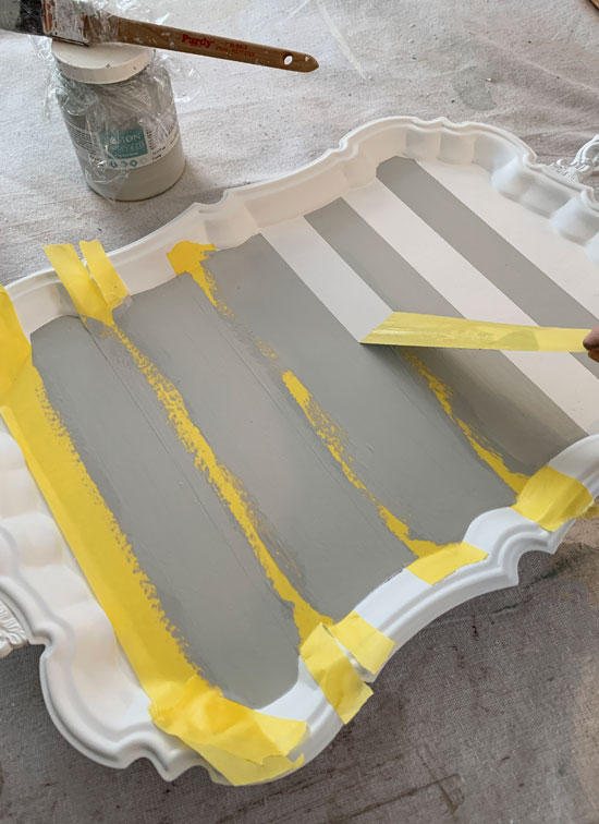FrogTape for delicate surfaces is perfect for getting super crisp stripes.