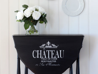 Drop Leaf Side Table with Graphics