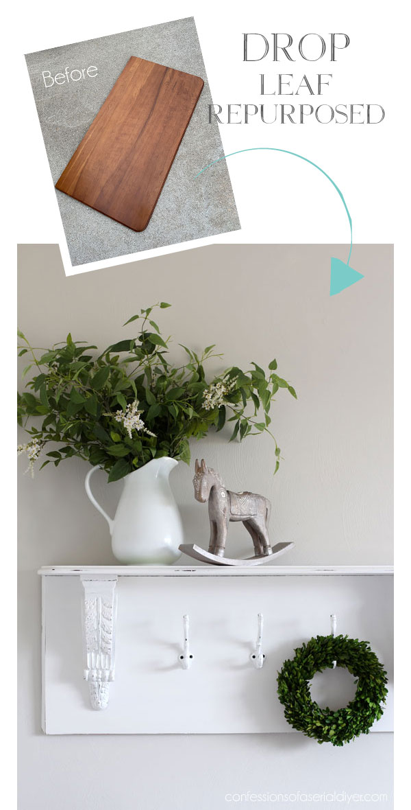 How to make a shelf out of a drop leaf from confessionsofaserialdiyer.com