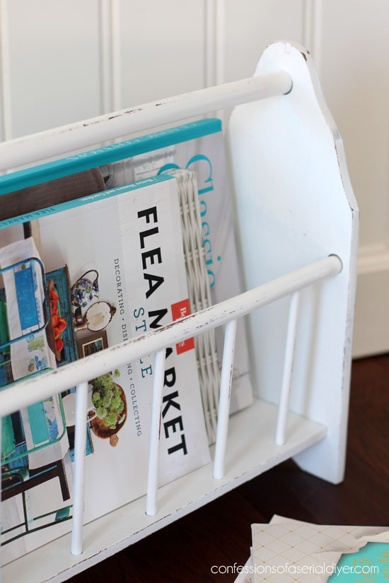 Thrift store magazine rack makeover from confessionsofaserialdiyer.com