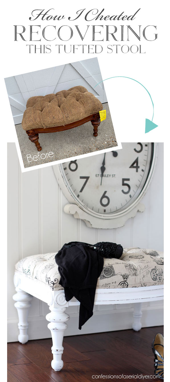 The easiest way to recover a tufted stool.